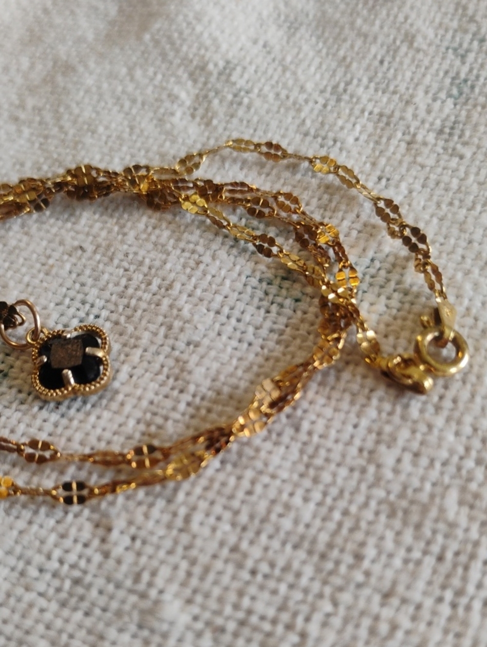 Gold Over Sterling Silver Black Stone Necklace - Picture 6 of 10